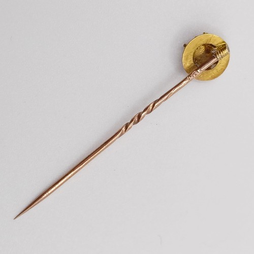 581 - A late 19th/early 20th century yellow metal and seed pearl stick pin  Provenance:  From a single own... 