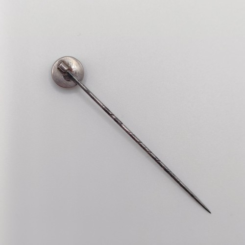 530 - A late 19th/early 20th century silver coloured metal, micro-mosaic and seed pearl stick pin  Provena... 