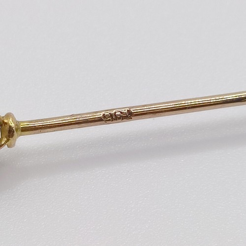 529 - A yellow metal and cultured pearl stick pin  Provenance:  From a single owner collection of Victoria... 