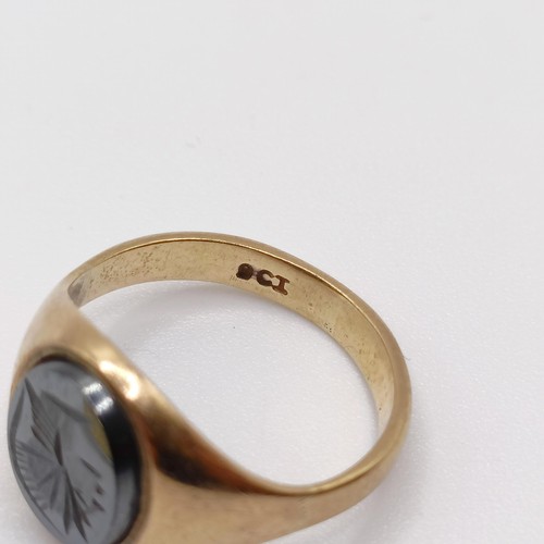 797 - A 9ct gold signet ring, ring size V, and a 9ct gold and silver coloured metal signet ring, ring size... 