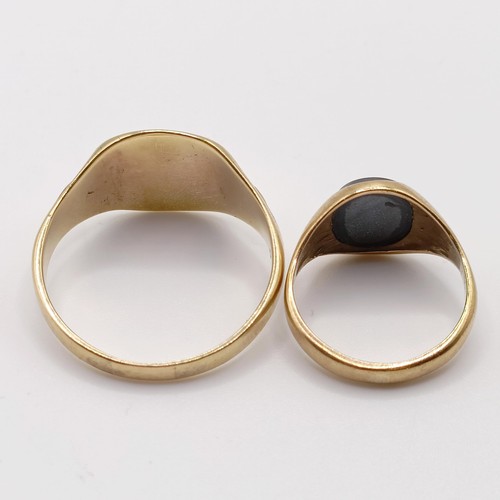 797 - A 9ct gold signet ring, ring size V, and a 9ct gold and silver coloured metal signet ring, ring size... 