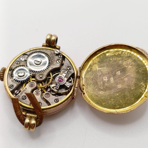 695 - A 9ct gold and diamond ring, cut, a 9ct ladies pocket watch, a yellow metal charm, and a yellow meta... 