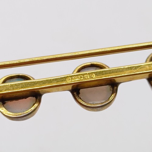 728 - A yellow metal and opal bar brooch, and three other bar brooches (4)