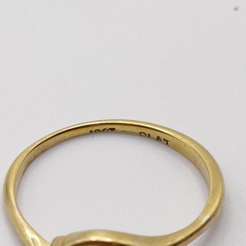 737 - A 14ct gold and diamond ring, lacking one stone, ring size P, three other rings, and a pin (5)