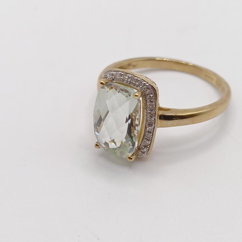 924 - A 9ct gold, blue stone and diamond ring, ring size S, and a 9ct gold and white stone ring, ring size... 