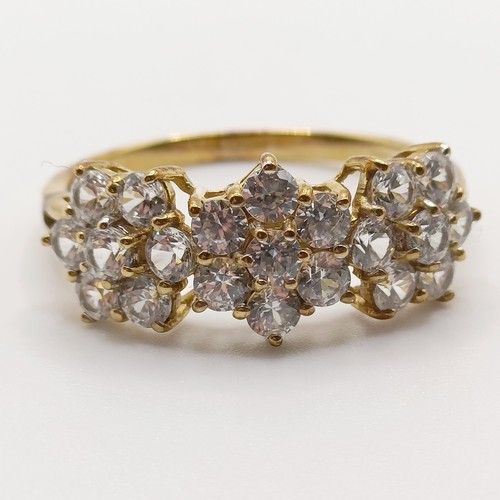 924 - A 9ct gold, blue stone and diamond ring, ring size S, and a 9ct gold and white stone ring, ring size... 