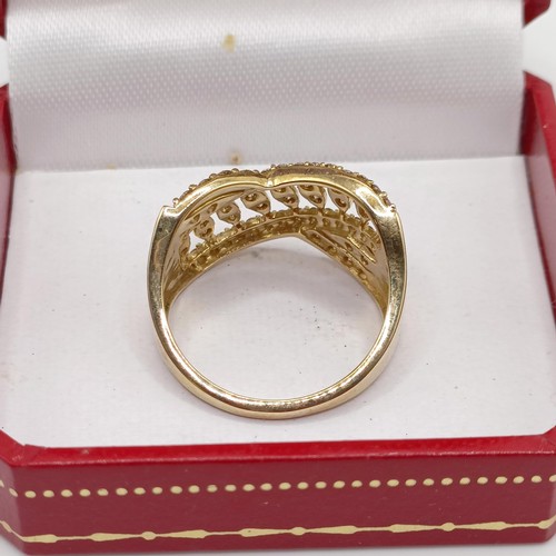 919 - A 9ct gold and diamond ring, ring size R, boxed, with certificate