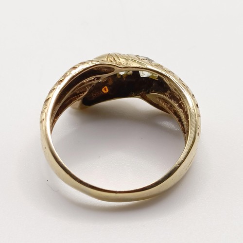 861 - A 9ct gold and diamond ring, in the form of a serpent, ring size O