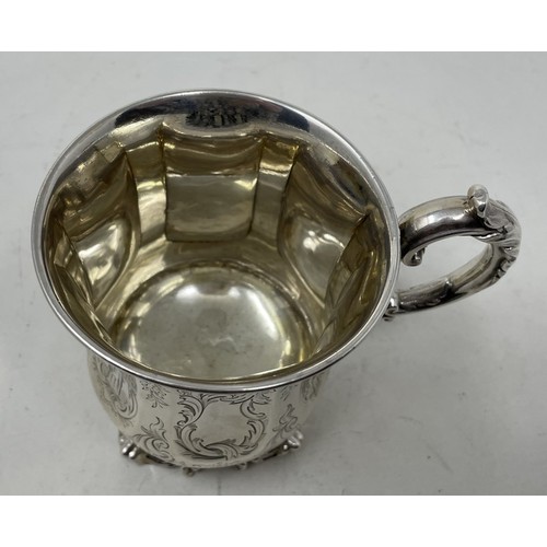 1182 - A Victorian silver mug, of waisted form with engraved decoration London 1846, 4.7 ozt