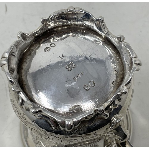 1182 - A Victorian silver mug, of waisted form with engraved decoration London 1846, 4.7 ozt