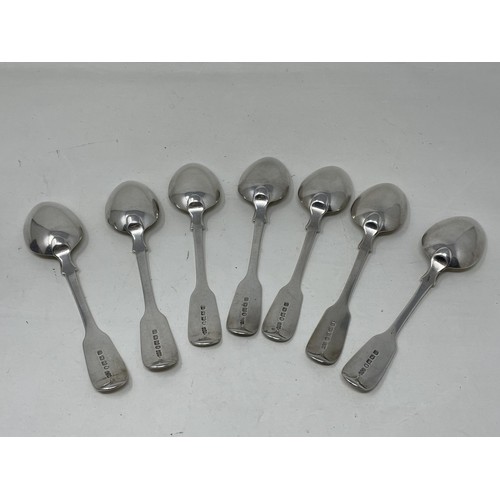 1249 - A set of seven George III fiddle pattern dessertspoons, Edinburgh 1819, 9.3 ozt