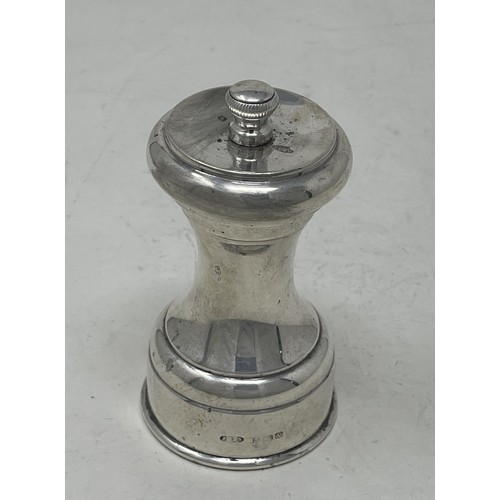 1269 - A silver mounted pepper grinder, Birmingham 1945