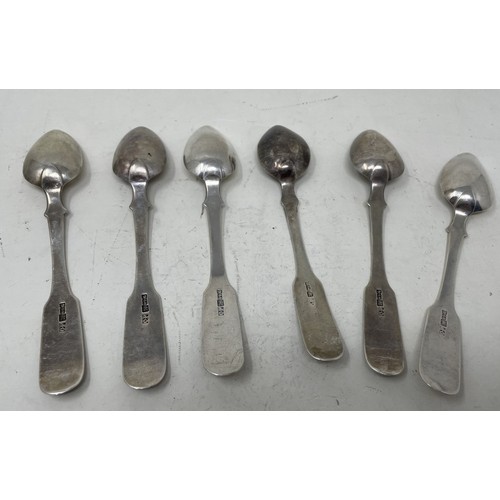 1271 - A set of six silver coloured metal Russian teaspoons, 127 g