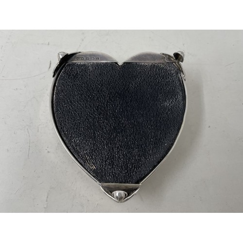 1288 - An Edward VII heart shaped silver and tortoiseshell box, Birmingham 1908