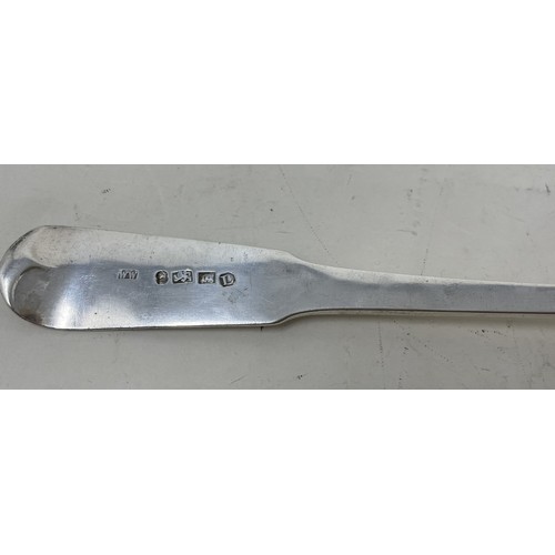 1290 - A George II silver fiddle pattern basting spoon, Exeter 1867, 3.7 ozt