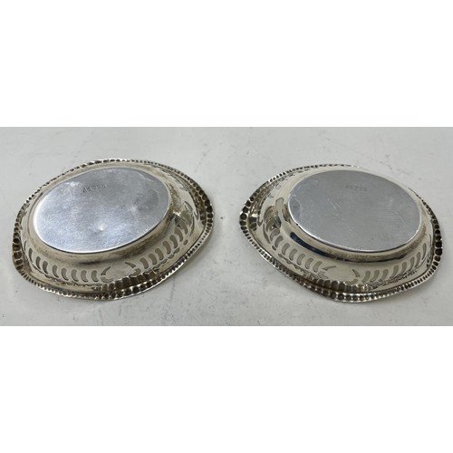 1331 - Two pierced silver oval bowls (2)