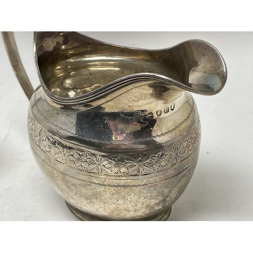 1237 - A George III silver cream jug, London 1803, and a vesta, Birmingham 1892, 3.8 ozt