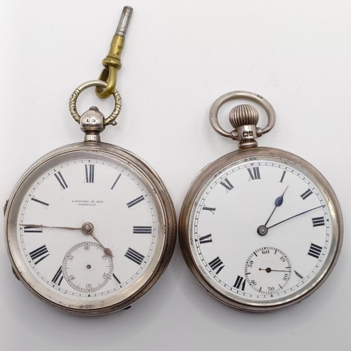 1020 - Two silver open face pocket watches