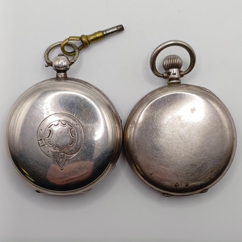 1020 - Two silver open face pocket watches