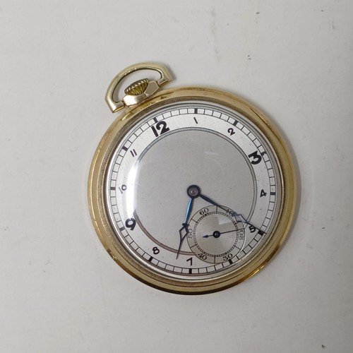 1032 - A 9ct gold open face pocket watch, with a presentation inscription dated 1938