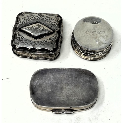 1357 - A Dutch silver coloured metal box, and two other boxes, 86.1 g