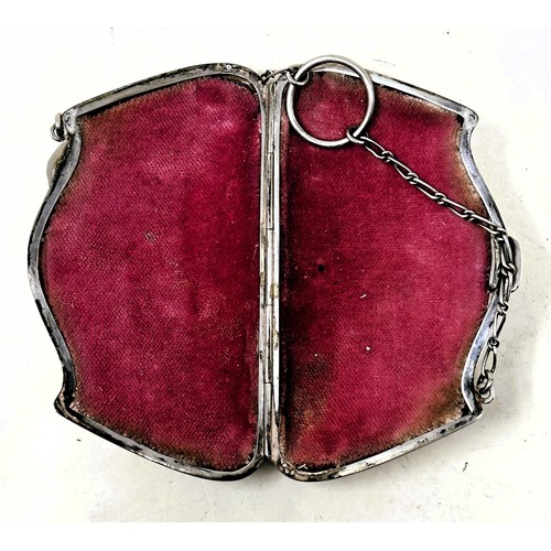 1362 - A George V silver purse, with engraved decoration, Birmingham 1912