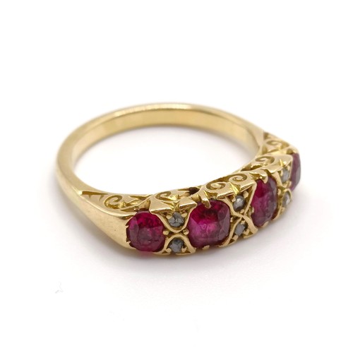 812 - A yellow metal, ruby and diamond ring, ring size P