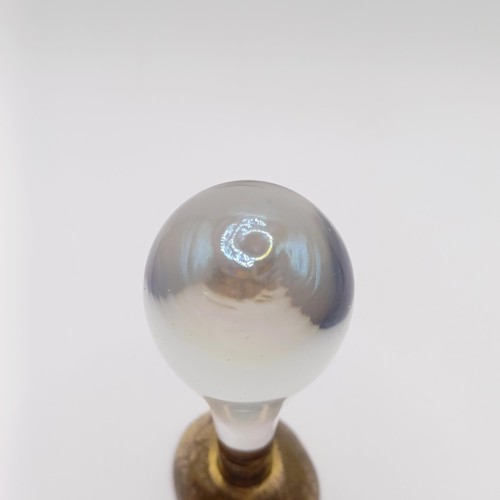 671 - A 19th century crystal and gilt metal seal, engraved a sailing ship, 9 cm high