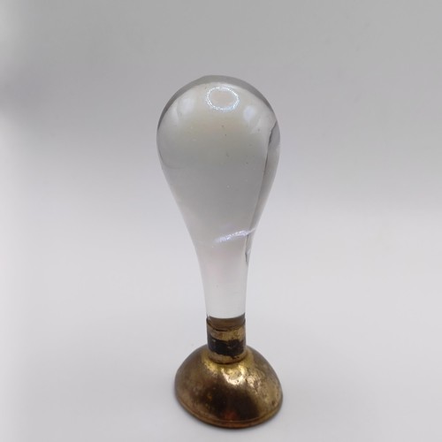 671 - A 19th century crystal and gilt metal seal, engraved a sailing ship, 9 cm high