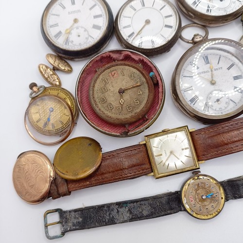 1011 - A silver open face pocket watch, and assorted watches