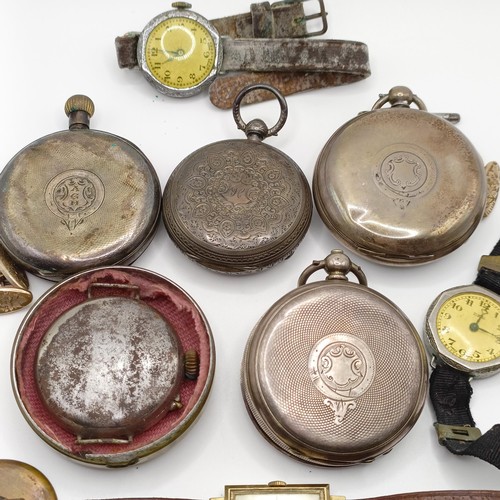 1011 - A silver open face pocket watch, and assorted watches