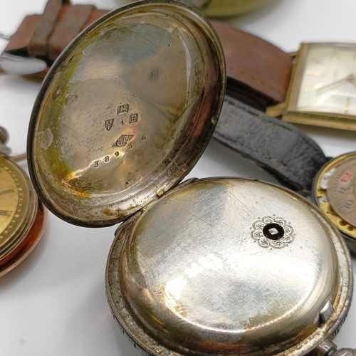 1011 - A silver open face pocket watch, and assorted watches