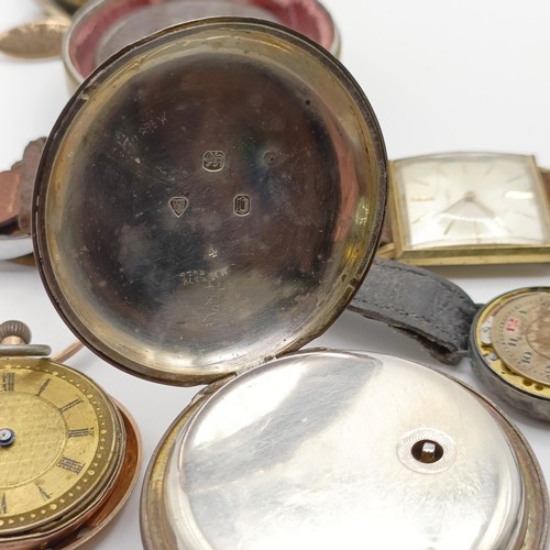 1011 - A silver open face pocket watch, and assorted watches