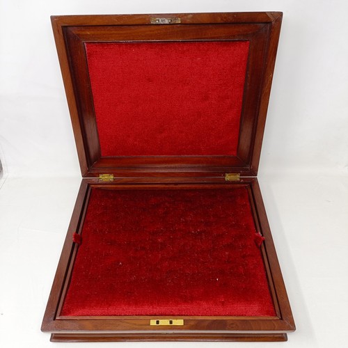 971 - A mahogany jewellery box, fitted with a red cushion, used to display the collection of stick pins
Pr... 