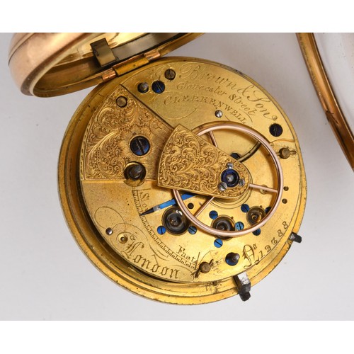 1026 - An 18ct gold open face pocket watch, Bround & Son, Gloucester Street, London