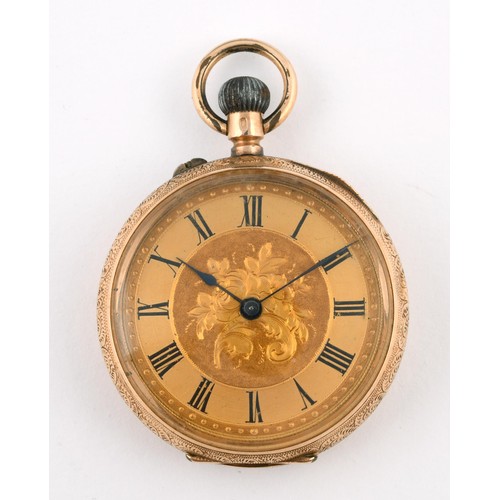 1031 - A Continental 14ct gold ladies fob watch