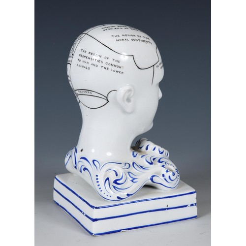 1525 - An unusual 19th century Phrenology inkstand, impressed Dr F Bridges, Phrenologist, 14 cm high