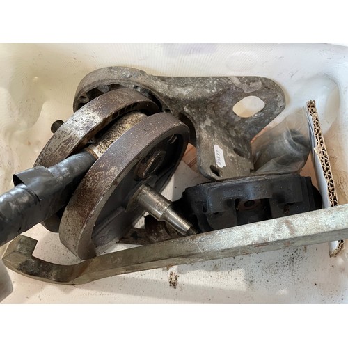 46 - A cylinder head, a crank, con rod, and other items, possibly from a JAP grass track bike...