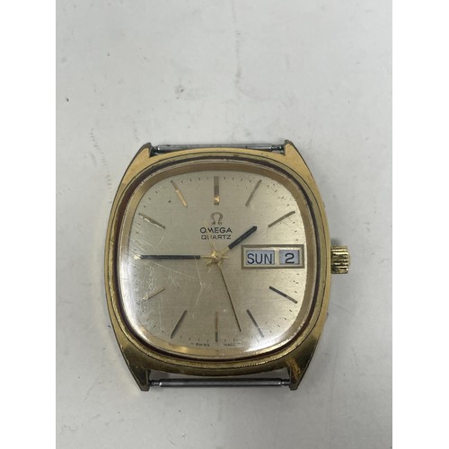 1024 - A gentleman's gold plated Omega wristwatch, lacking strap