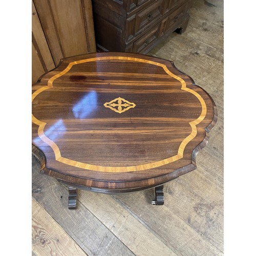 1594 - A 19th century rosewood and satinwood crossbanded work table, 62 cm wide