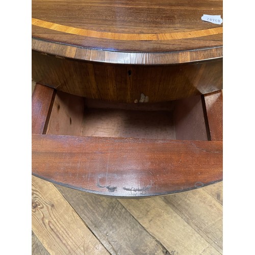 1594 - A 19th century rosewood and satinwood crossbanded work table, 62 cm wide