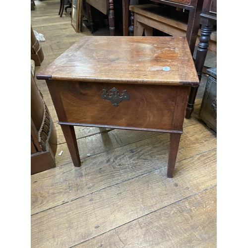 1610 - A mahogany Pembroke table, 107 cm wide, a standard lamp, a pine stool, a commode stool, and a piano ... 