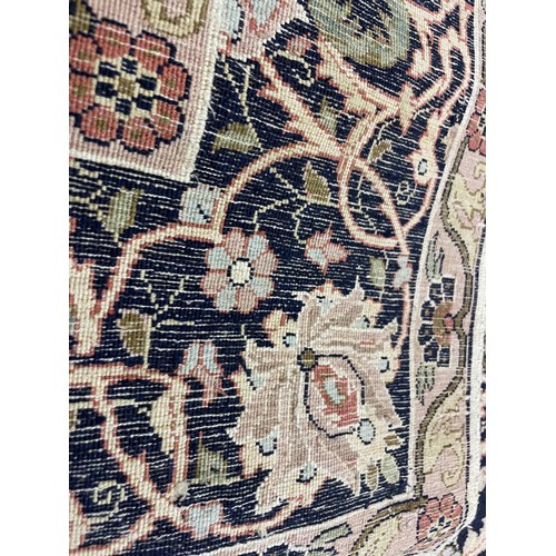 1601 - A Kashmiri silk rug, 225 x 173 cm