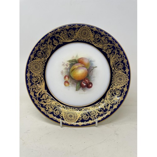 1464 - A Royal Worcester cabinet plate, decorated fruit, signed P Sebright, 24 cm diameter