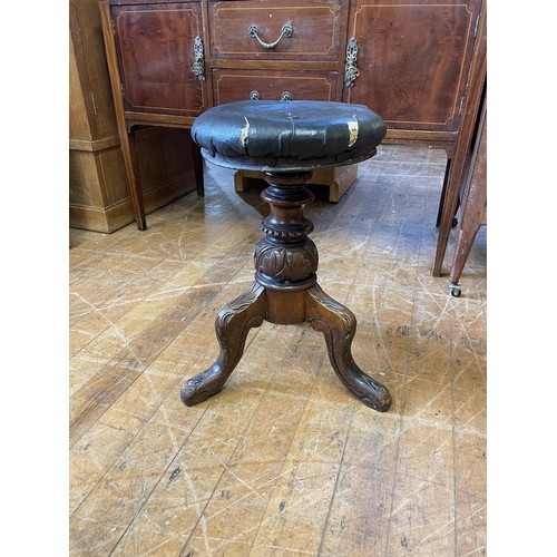 1730 - A mahogany work table, 37 cm wide, an adjustable piano stool, a converted mahogany cellarette, and a... 