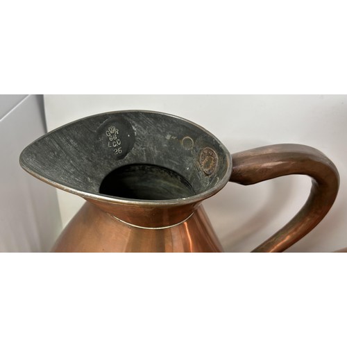 1457 - A copper three gallon jug, a two gallon jug and a one gallon jug (3)