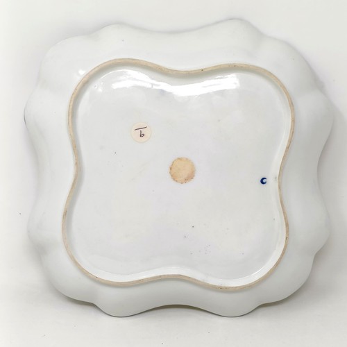 1576 - An early Worcester blue and white shaped bowl, crescent moon mark to base, 25cm wide