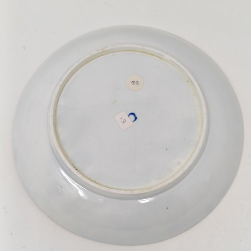 1567 - An early Worcester transfer printed blue and white dish, decorated in  theChinese manner, crescent m... 