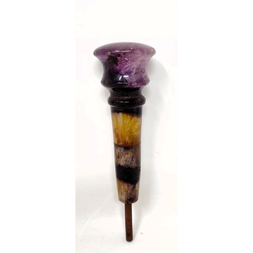 1542 - A Blue John walking stick/parasol handle