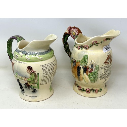 1500 - A Crown Devon musical jug, 20 cm, and another (2)